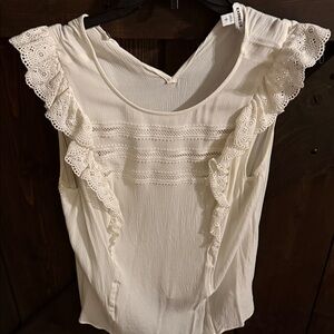 Express White Lace Ruffle Women's Blouse